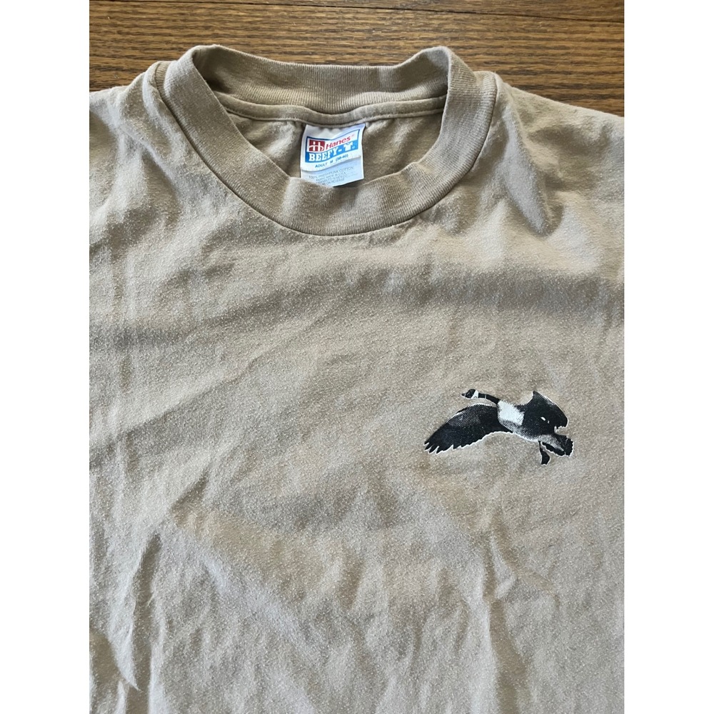 Vintage Hanes Beefy-T Missouri River Outfitters Goose T-Shirt Tan Mens Medium